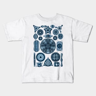 Ernst Haeckel Diatoms Navy Blue Kids T-Shirt